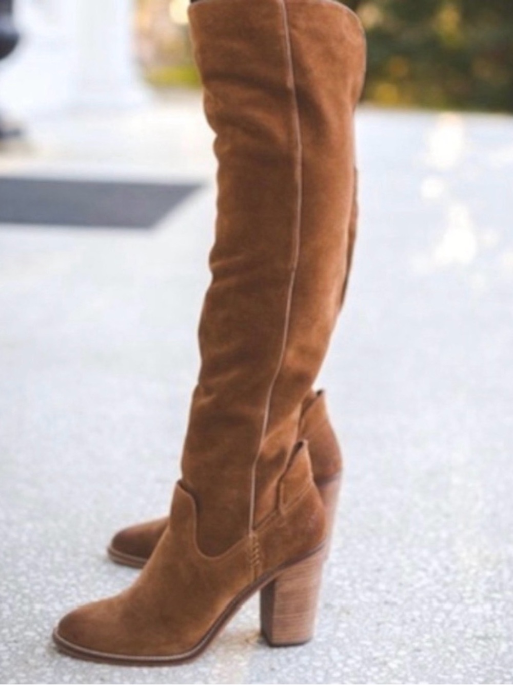 Dolce Vita Brown Suede Over-the-Knee Block Heel Boots